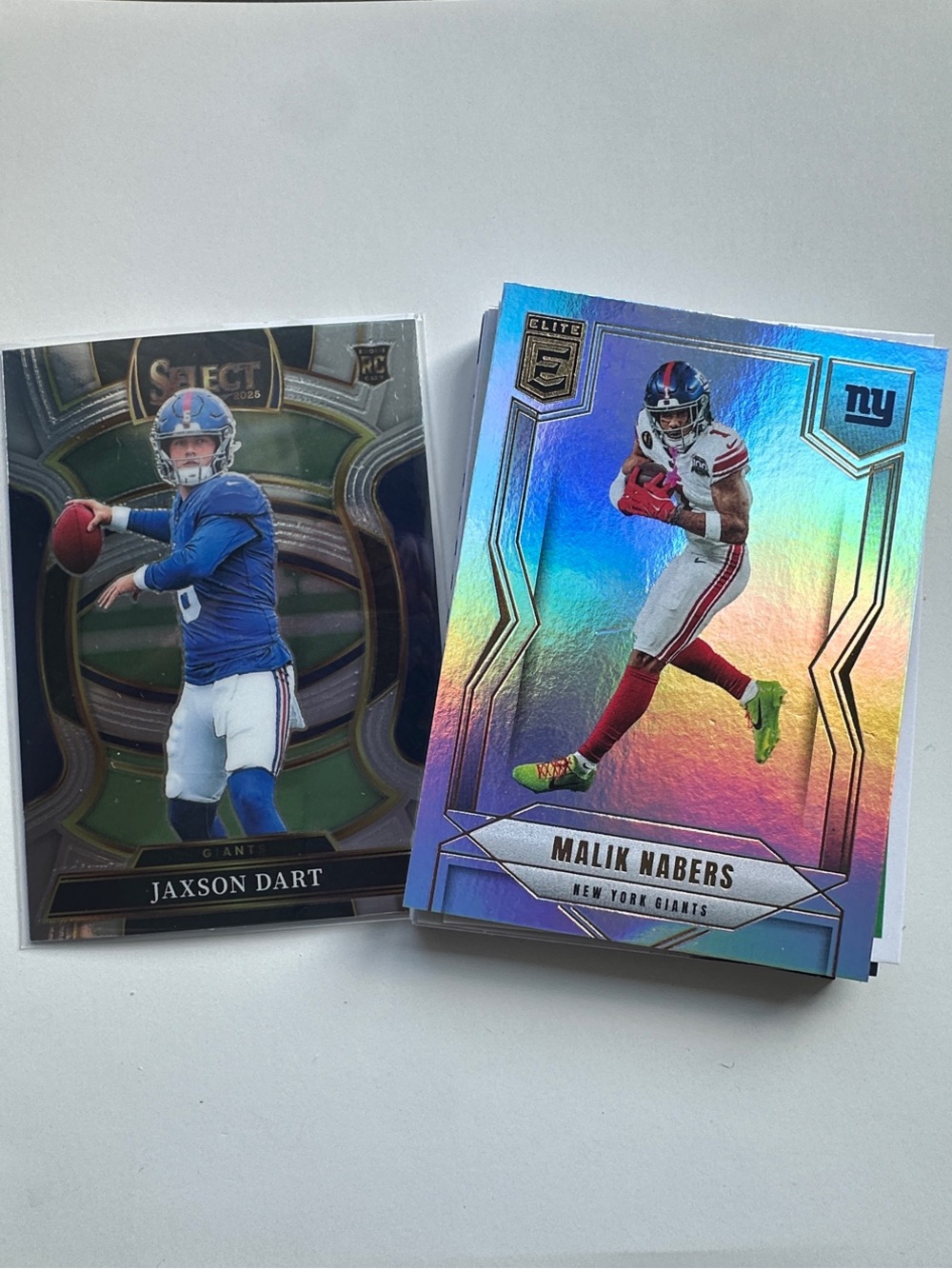 Panini and Topps Football Cards NY Giants Set of 16 with a Jaxon Dart card.